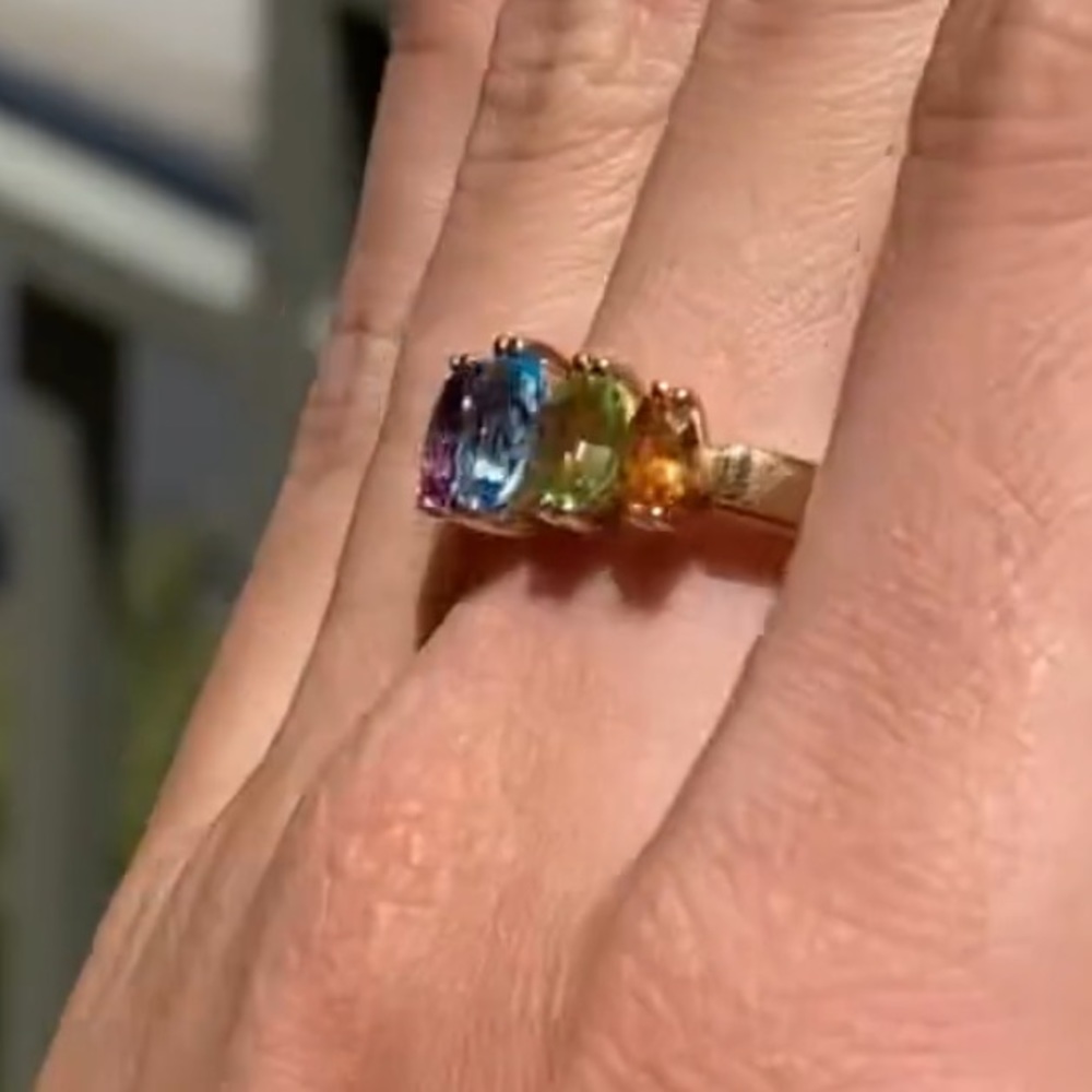 Multicolor Gemstone Gold Ring - Picture 9 of 12